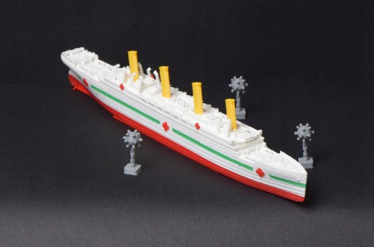 HMHS Britannic + miny – Model 3D - 269mm (1:1000) - metalowe wstawki!