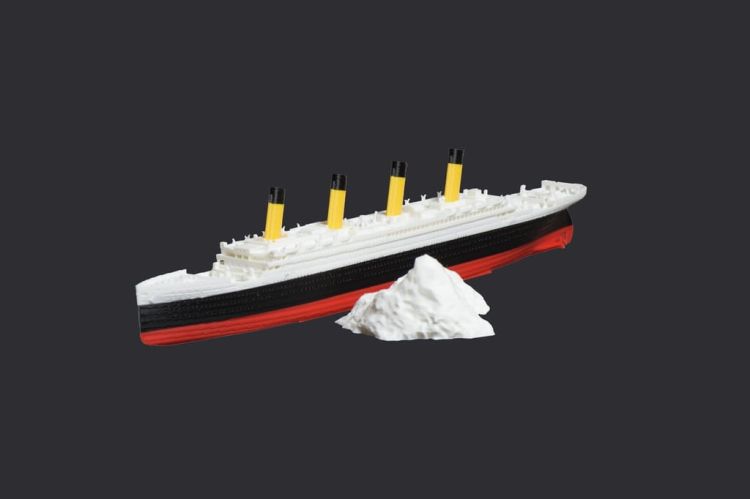 RMS Tytanic + góra lodowa – Model 3D - 269mm (1:1000) - metalowe wstawki!