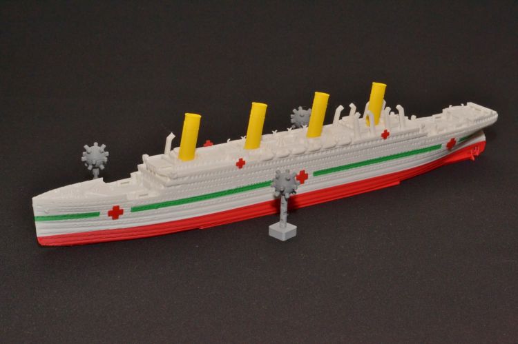 HMHS Britannic + miny – Model 3D - 345mm (1:780) - metalowe wstawki!