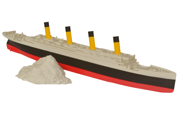 RMS Tytanic + góra lodowa – Model 3D - 345mm (1:780) - metalowe wstawki!