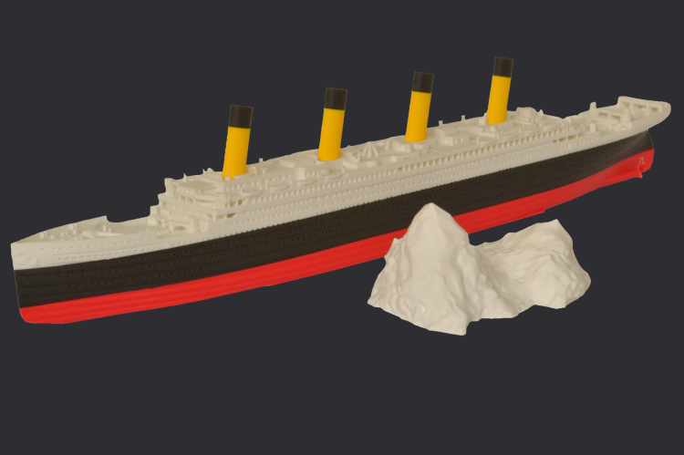 RMS Tytanic + góra lodowa – Model 3D - 345mm (1:780) - metalowe wstawki!