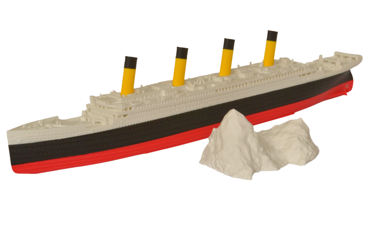 RMS Tytanic + góra lodowa – Model 3D - 345mm (1:780) - metalowe wstawki!