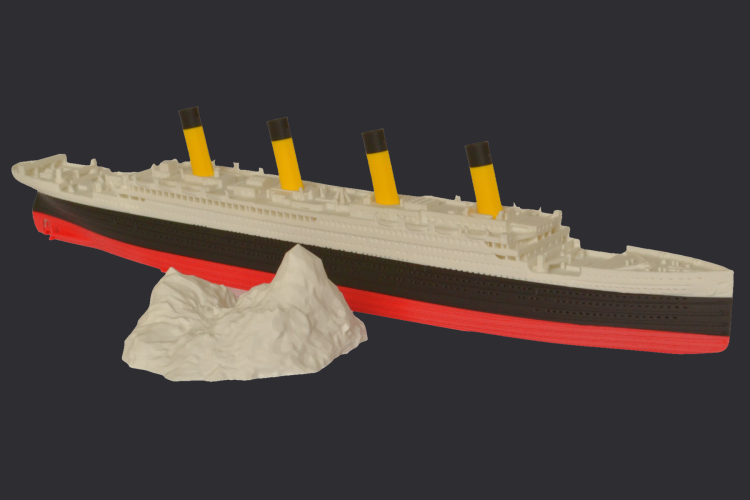 RMS Tytanic + góra lodowa – Model 3D - 345mm (1:780) - metalowe wstawki!